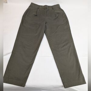 Express Forest green ankle high rise pleated cropped trousers khaki [278]